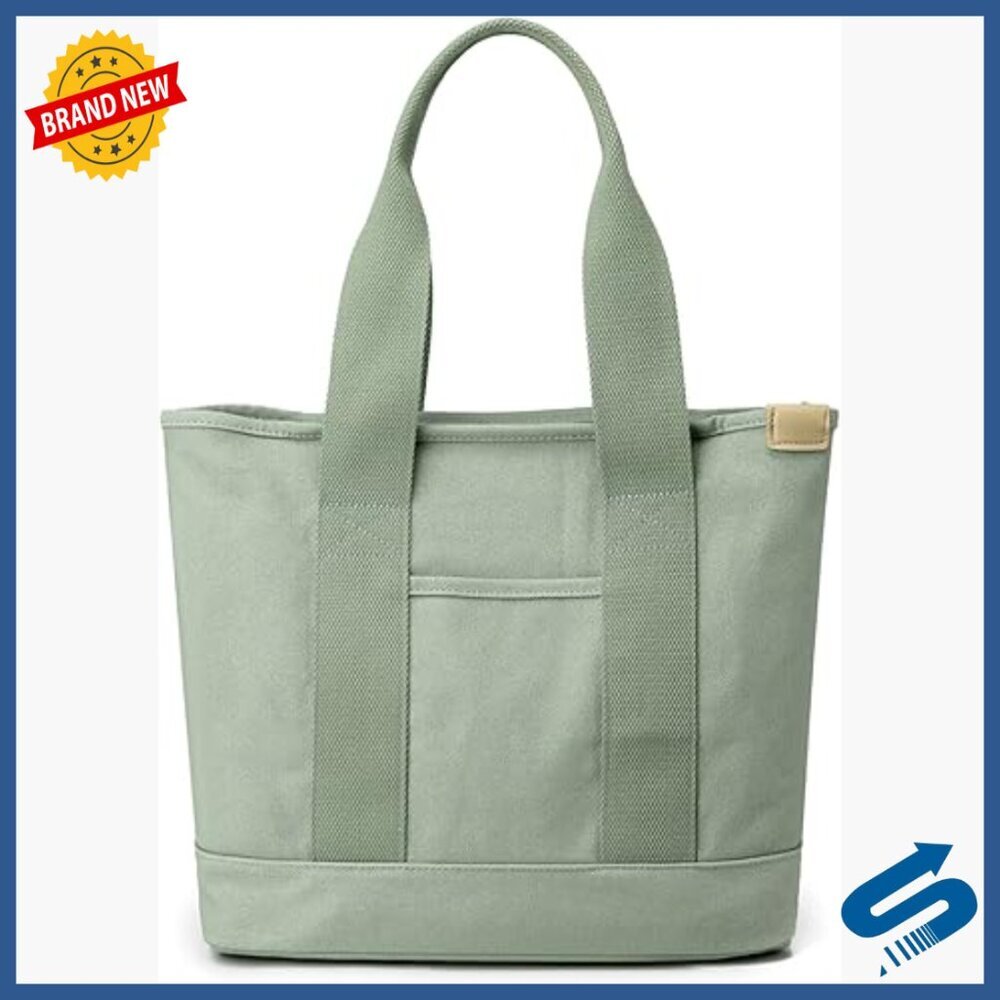 Large Canvas Tote Bag with Zipper Top Handle Satchel for Work Travel